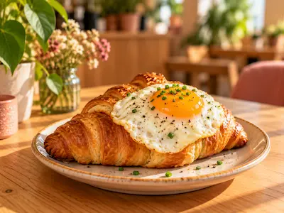 Croissant met spiegelei